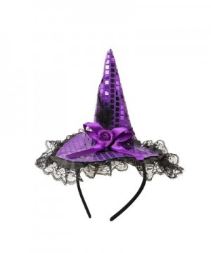 Halloween Witch Hat Headband for Women Witch Hat Hair Accessories for Halloween Costume Party Supplies (Purple) - Purple - CP...