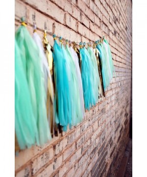 Tissue Paper Tassel Garland (Pack of 30- White Mint Aqua Gold) Mermaid Party Decor First Birthday Hanging Decorations A26 - C...