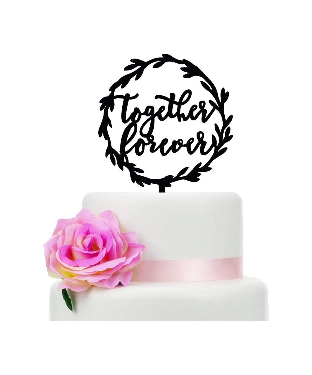 Together Forever Wedding Cake Topper- Romantic Wedding Reception Black Glitter Décor- Anniversary Party Theme Decoration - CF...