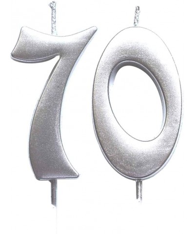 Silver 70th Birthday Numeral Candle- Number 70 Cake Topper Candles Party Decoration for Women or Men - C818U2AYZ55 $5.66 Birt...