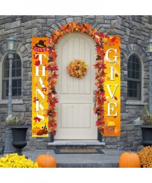 Fall Harvest Banners GIVE Thanks-Thanksgiving Vertical Flat Outdoor Indoor Decorations Welcome Porch Sign Hanging for Home Wa...