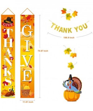 Fall Harvest Banners GIVE Thanks-Thanksgiving Vertical Flat Outdoor Indoor Decorations Welcome Porch Sign Hanging for Home Wa...