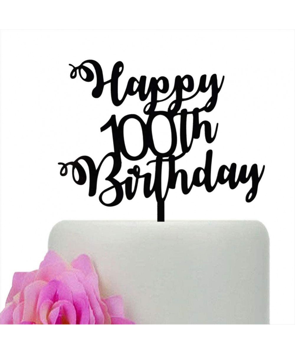 Happy 100th Birthday Cake Topper- 100th Birthday Party Decorations- Black Mirror - CP19CSYG4EL $6.92 Cake & Cupcake Toppers