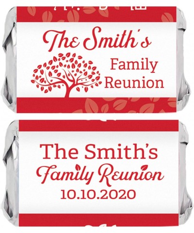 Personalized Family Reunion Mini Candy Bar Labels - 45 Stickers (Red) - Red - C619D79QM3X $12.22 Favors