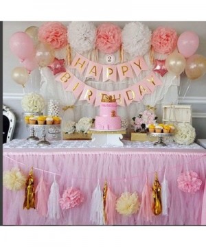 Baby Pink Gold White Baby Shower Decorations for Girl/Party Decorations First Birthday Decorations Tissue Paper Pom Pom Tasse...