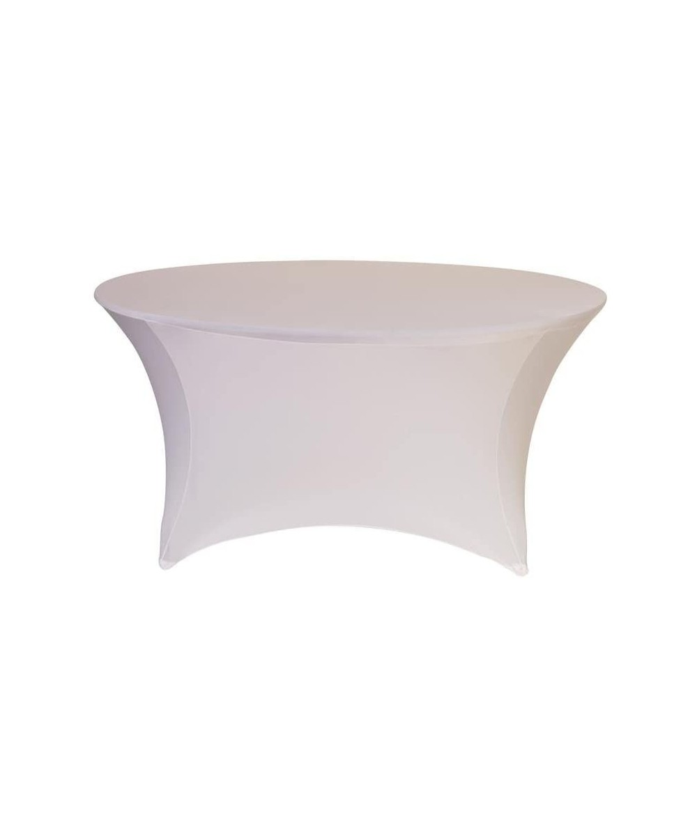 Stretch Spandex 5 ft Round Table Cover White- Stretch Tablecloth - White - CA11PNDSZRV $17.88 Tablecovers