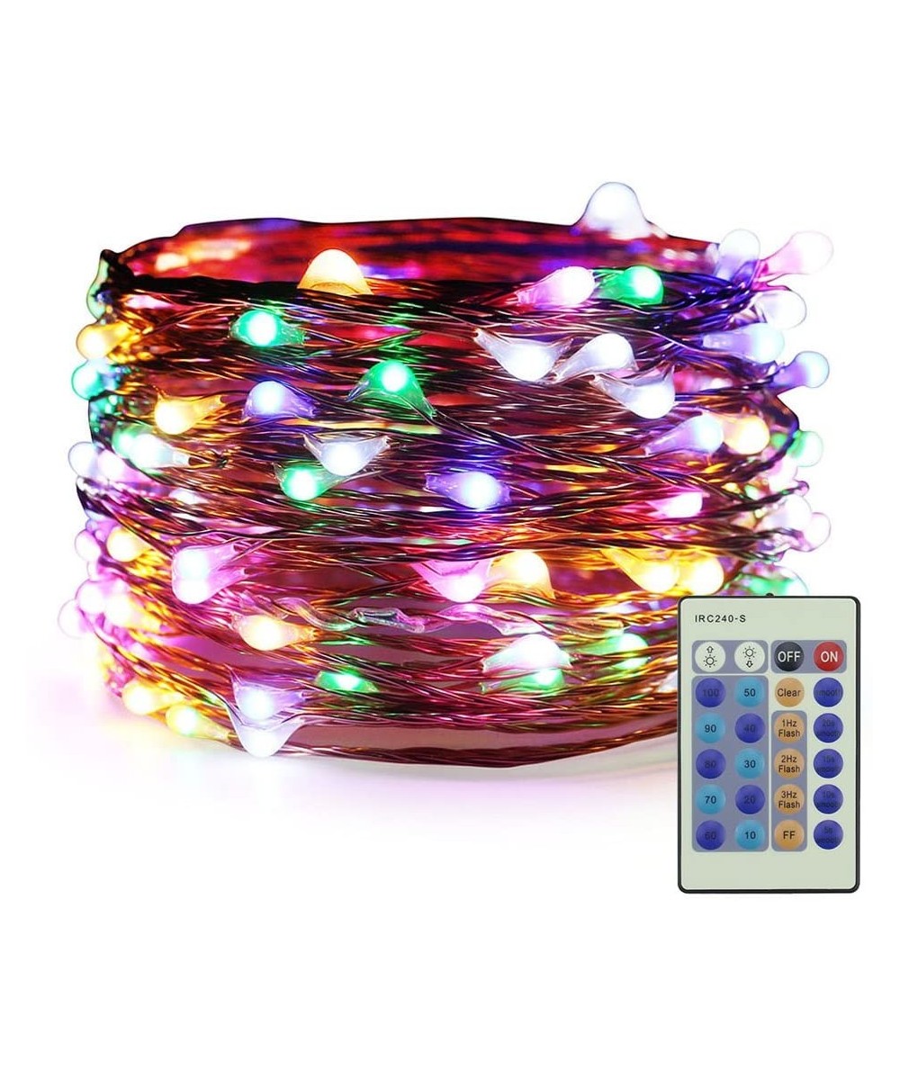 Dimmable LED String Lights Plug in- 33ft 100 LED Waterproof Multicolor Fairy Lights with Remote- Indoor/Outdoor Copper Wire C...