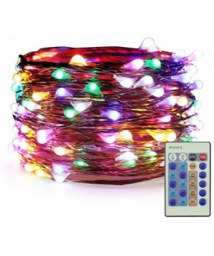 Dimmable LED String Lights Plug in- 33ft 100 LED Waterproof Multicolor Fairy Lights with Remote- Indoor/Outdoor Copper Wire C...