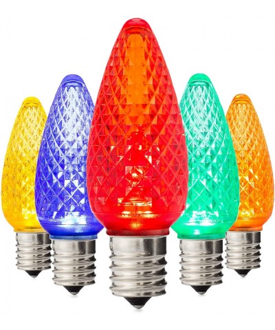 Faceted C9 Christmas Lights - Multicolor LED Light Bulbs Holiday Decoration - Warm Christmas Decor for Indoor & Outdoor Use -...