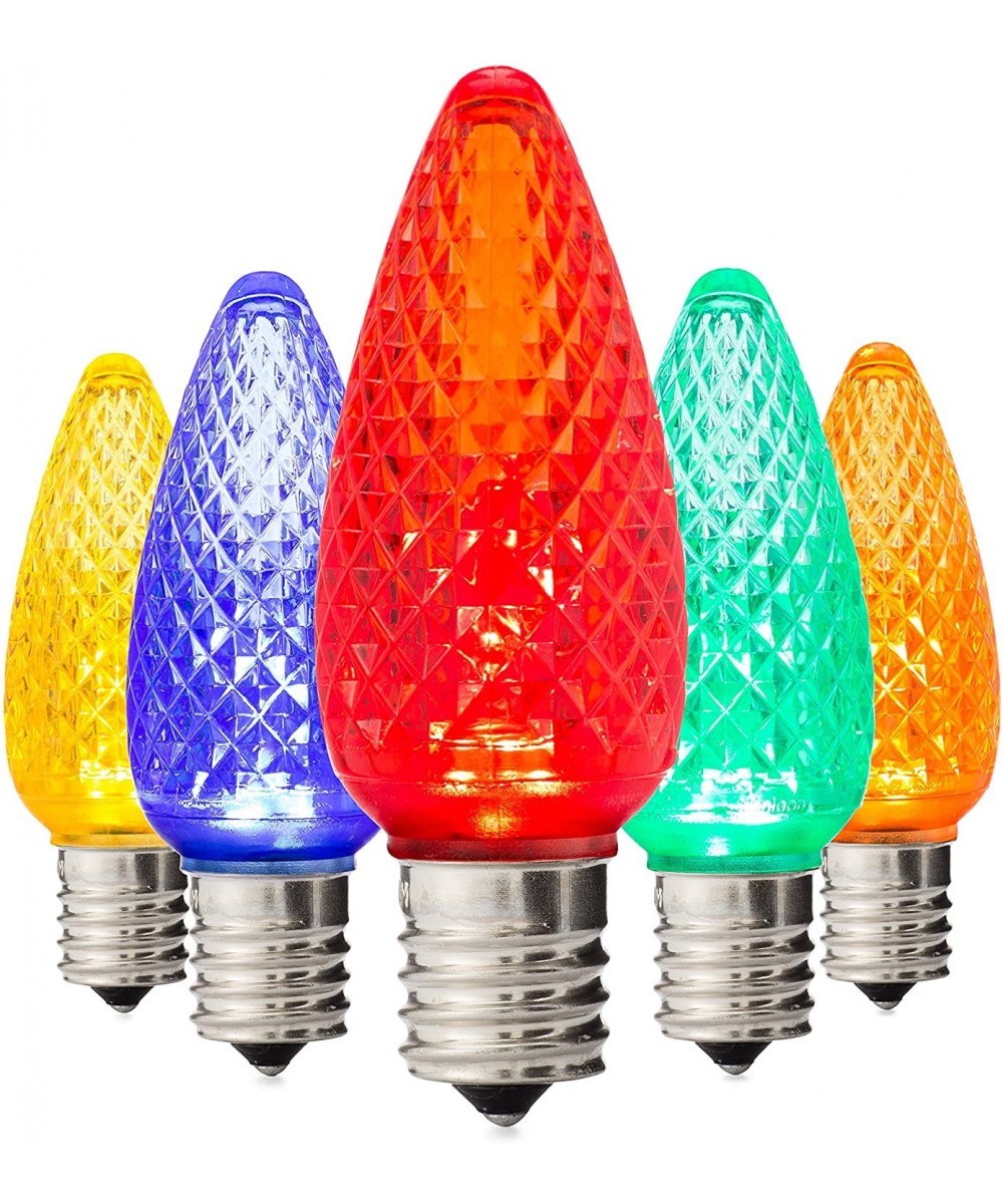 Faceted C9 Christmas Lights - Multicolor LED Light Bulbs Holiday Decoration - Warm Christmas Decor for Indoor & Outdoor Use -...