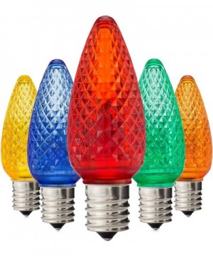 Faceted C9 Christmas Lights - Multicolor LED Light Bulbs Holiday Decoration - Warm Christmas Decor for Indoor & Outdoor Use -...