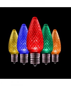 Faceted C9 Christmas Lights - Multicolor LED Light Bulbs Holiday Decoration - Warm Christmas Decor for Indoor & Outdoor Use -...