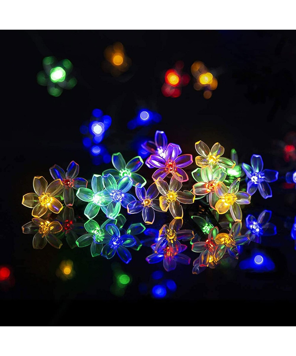 Solar Strings Lights- 2 Pack Solar Fairy Lights 23 Feet 50 LEDs Flower Lights- Solar Christmas String Lights for Outdoor- Hom...