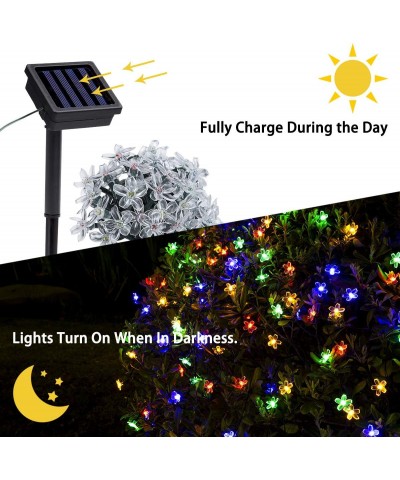 Solar Strings Lights- 2 Pack Solar Fairy Lights 23 Feet 50 LEDs Flower Lights- Solar Christmas String Lights for Outdoor- Hom...