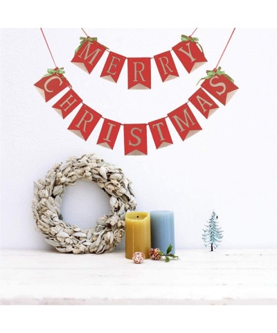 Merry Christmas Burlap Banners-Christmas Banner-Christmas Party Burlap Garland Holiday Bunting Indoor Outdoor Sign Decoration...