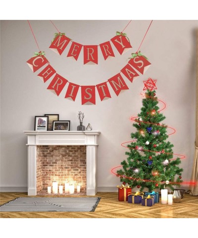 Merry Christmas Burlap Banners-Christmas Banner-Christmas Party Burlap Garland Holiday Bunting Indoor Outdoor Sign Decoration...