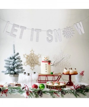 Silver Glitter Let It Snow Garland Winter Banner with Snowflakes Holiday Wall Decoration Christmas Frozen Party Supplies SUNB...