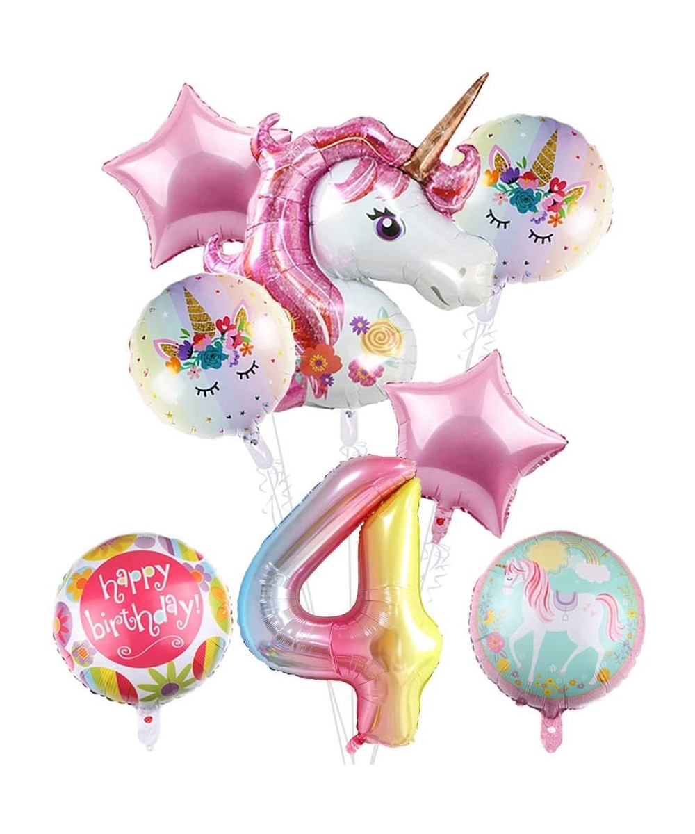 8Pcs Unicorn Balloons Party Supplies- Large Unicorn Mylar Balloon for 4th Birthday Balloon Bouquet Decorations- Unicorn Theme...