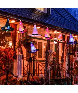 Halloween Decorations Witch Hat- Outdoor 6 Pcs Witches Hat- Hanging Lighted Glowing Witch Hat Decorations- Halloween Witchs H...