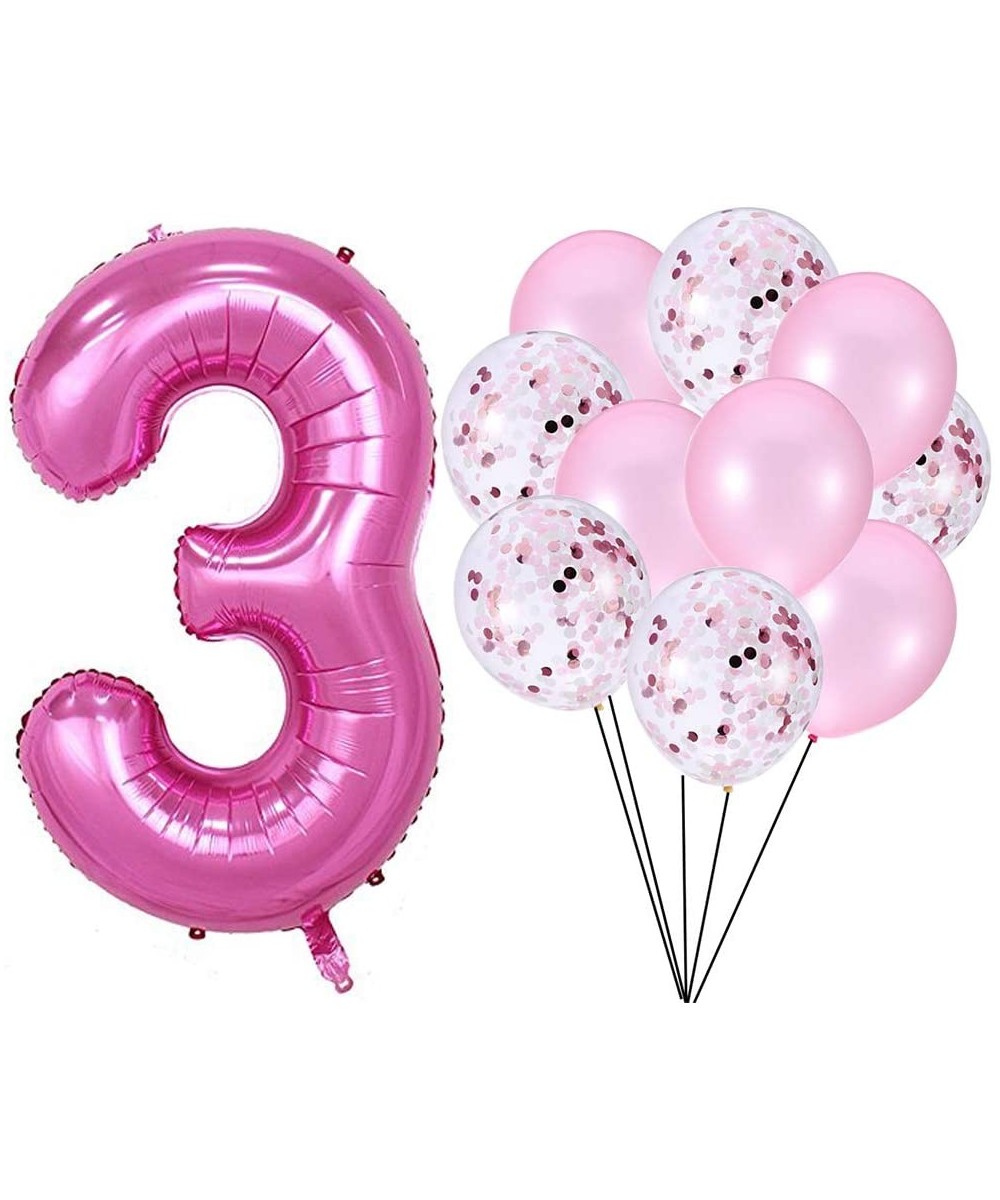 Pink Number 3 Balloon Confetti Balloons - C418QCTX7ST $5.71 Balloons