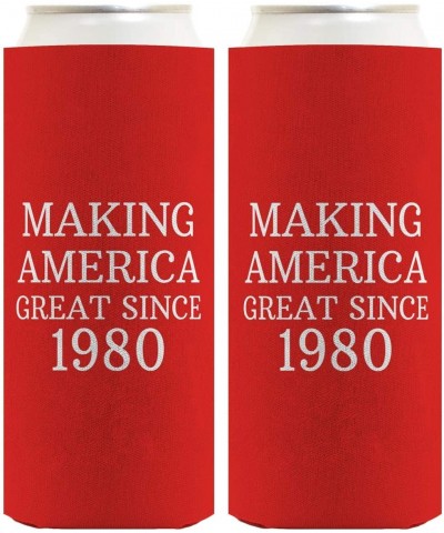 Fortieth Birthday Gifts Making America Great Since 1980 2-Pack Ultra Slim Can Coolies Red - Red Slim - CT196GQWKZR $11.37 Favors