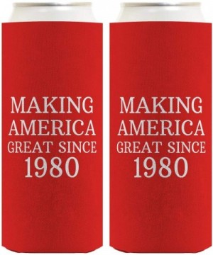 Fortieth Birthday Gifts Making America Great Since 1980 2-Pack Ultra Slim Can Coolies Red - Red Slim - CT196GQWKZR $11.37 Favors