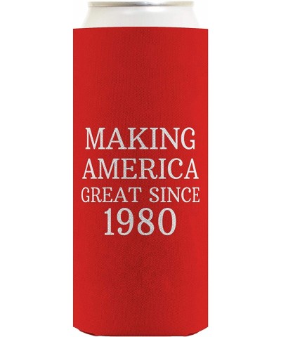 Fortieth Birthday Gifts Making America Great Since 1980 2-Pack Ultra Slim Can Coolies Red - Red Slim - CT196GQWKZR $11.37 Favors