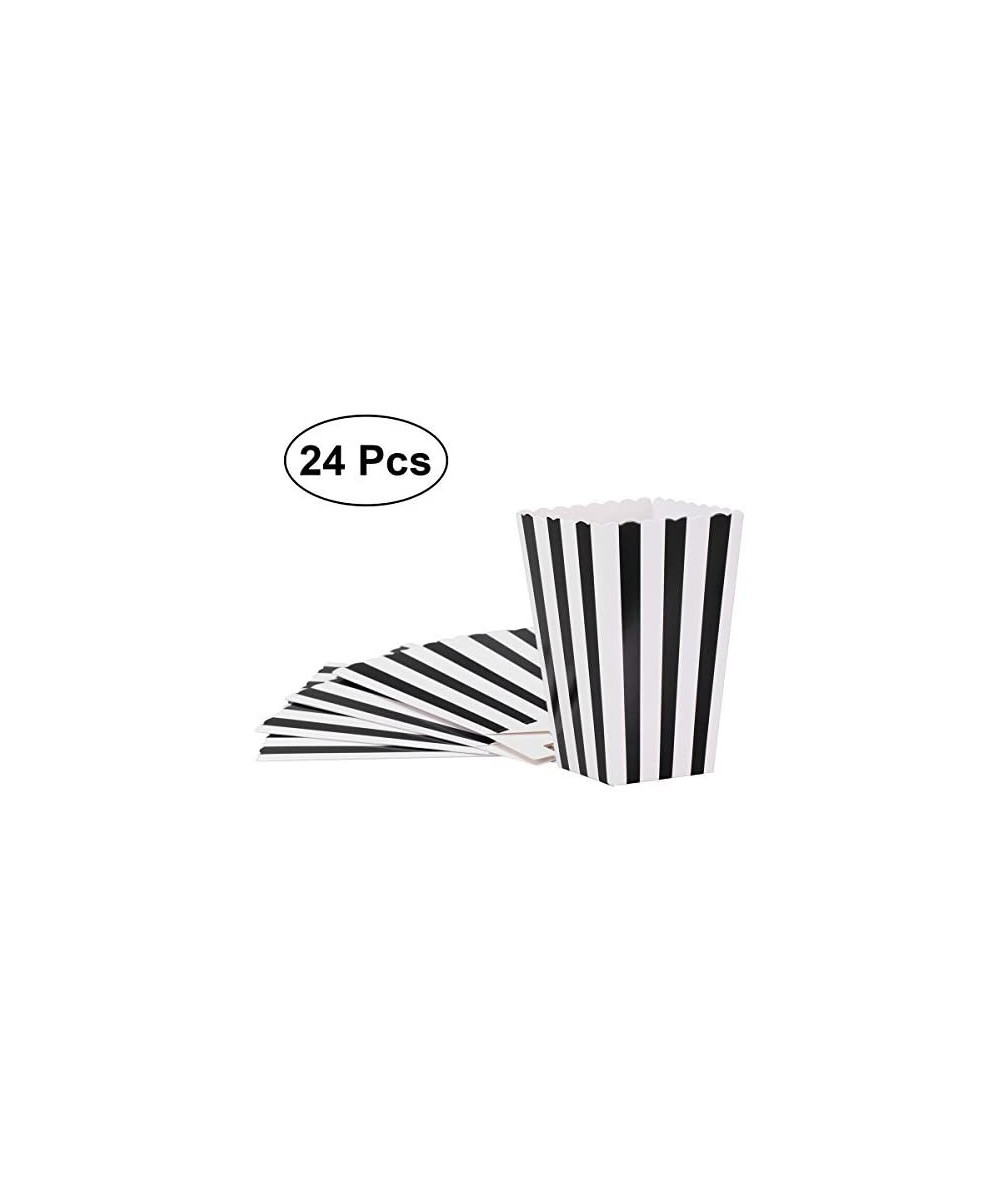 24pcs Popcorn Boxes Containers Cartons Paper Popcorn Bags White Black Stripe Box - C7187U0U0U2 $7.76 Favors