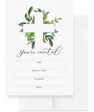 Baptism Invitations with Envelopes- 25 Fill-In 5x7 Baptismal Invites with 25 Envelopes for First Communion- Christening- Baby...