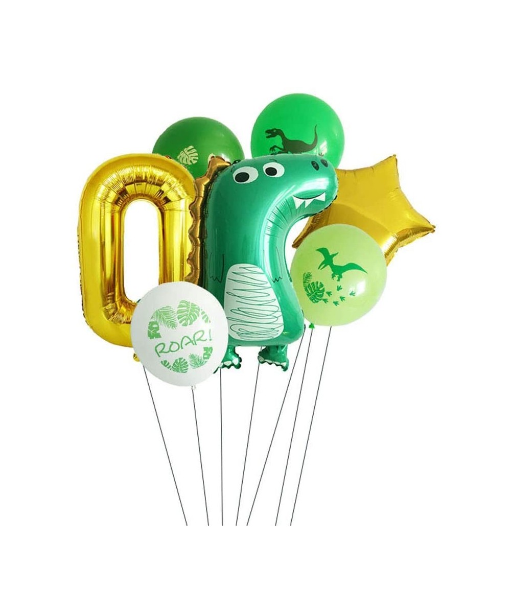 Dinosaur Balloons Boy Birthday Party Supplies Gold Number Star Foil Balloons Set Decorations for Birthday Party(Gold 0) - Gol...