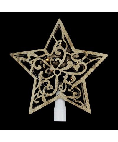 10" Lighted Brown Star with Cut-Out Design Christmas Tree Topper - Clear Lights - CI18XHIOK68 $21.58 Tree Toppers