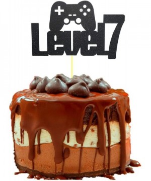 Video Game Level Up 7th Birthday Cake Topper- Glittery Happy 7th Birthday Video Gaming Cake Toppers for 7 Year Old Boy and Ki...
