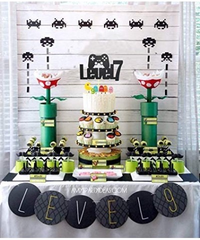 Video Game Level Up 7th Birthday Cake Topper- Glittery Happy 7th Birthday Video Gaming Cake Toppers for 7 Year Old Boy and Ki...