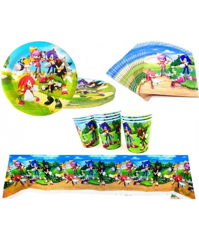 Sonic Party 62 pcs- 20 Plates + 20 Napkins + 2 Tablecloth + 20 cups- Birthday Party Supplies - CH19DM4AIQM $14.41 Party Packs