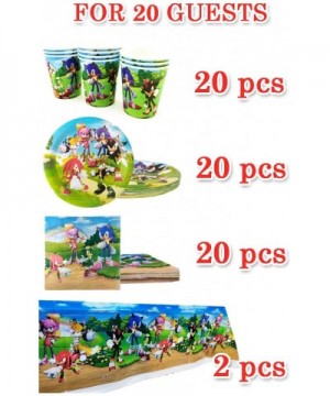 Sonic Party 62 pcs- 20 Plates + 20 Napkins + 2 Tablecloth + 20 cups- Birthday Party Supplies - CH19DM4AIQM $14.41 Party Packs