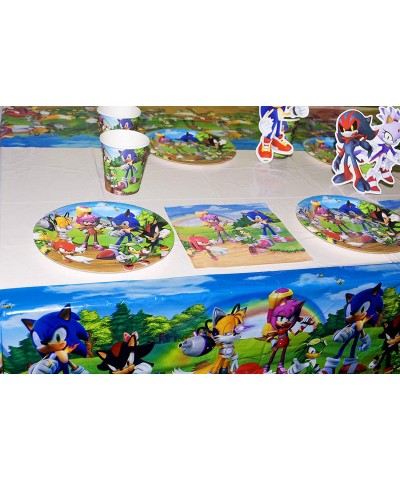 Sonic Party 62 pcs- 20 Plates + 20 Napkins + 2 Tablecloth + 20 cups- Birthday Party Supplies - CH19DM4AIQM $14.41 Party Packs