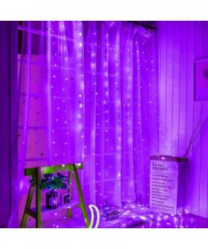 Halloween 300LED Curtain String Lights Purple Window Lights Remote Timer for Wall Backdrop Wedding Party Bedroom Garden Outdo...
