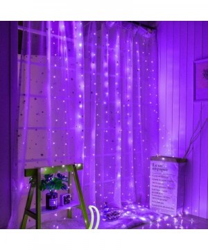 Halloween 300LED Curtain String Lights Purple Window Lights Remote Timer for Wall Backdrop Wedding Party Bedroom Garden Outdo...
