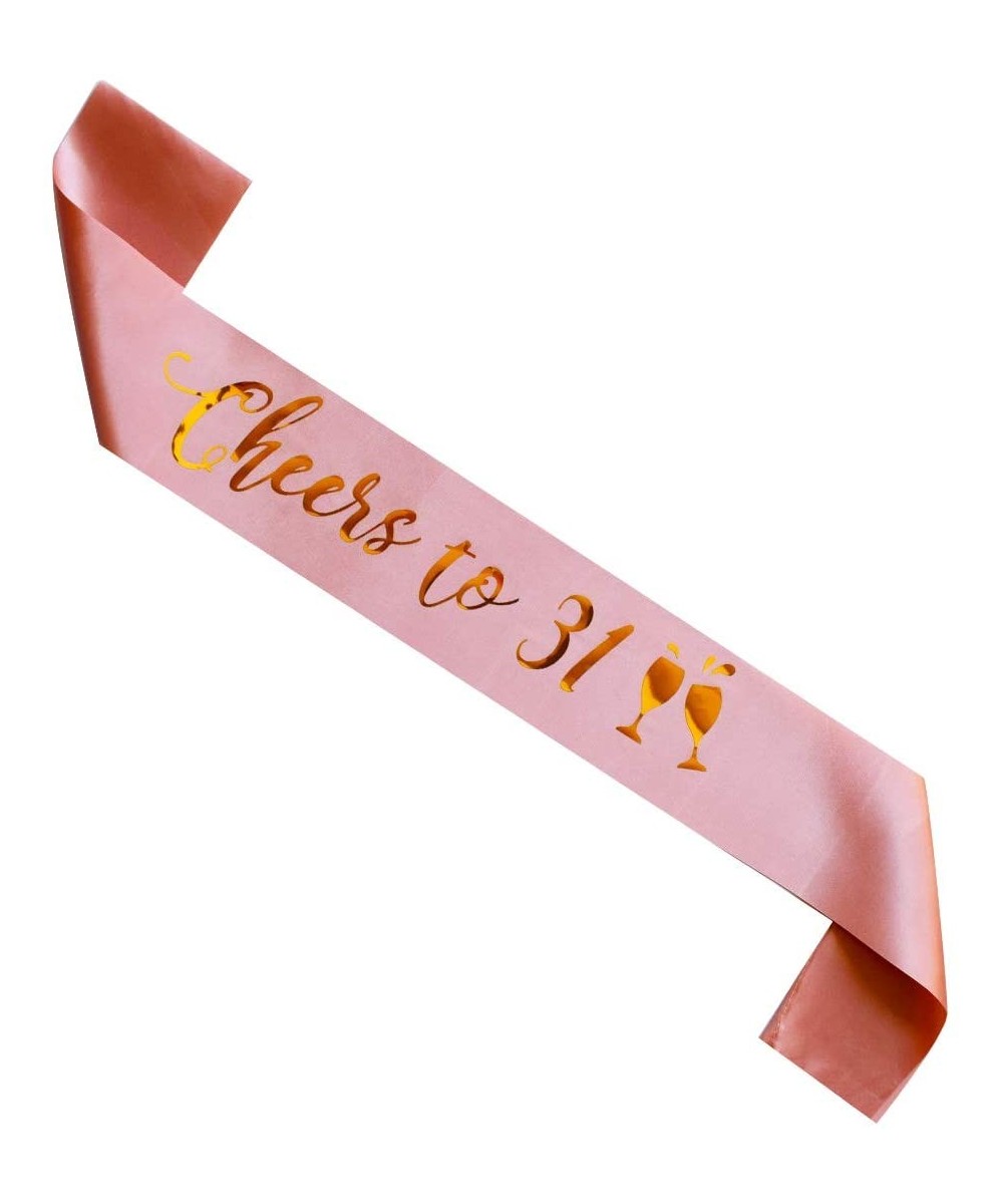 Cheers to 31 Birthday sash- Rose Gold Girl 31th Birthday Gifts Party Supplies- Women Pink Party Decorations - C918I340ATO $8....