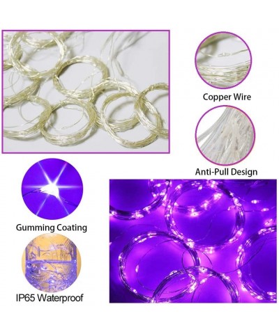 Halloween 300LED Curtain String Lights Purple Window Lights Remote Timer for Wall Backdrop Wedding Party Bedroom Garden Outdo...