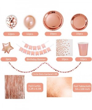 Rose Gold Birthday Party Supplies Decorations Pink Gold Party Supplies shiny rose gold plates and napkins cups straws balloon...