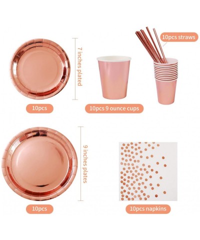 Rose Gold Birthday Party Supplies Decorations Pink Gold Party Supplies shiny rose gold plates and napkins cups straws balloon...