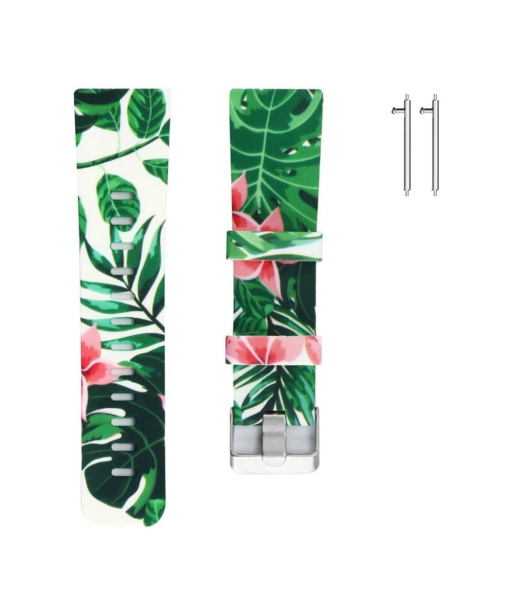 Replacement Accessories for Fitbit Versa/Versa Lite Watch Bands- Soft Silicone Floral Pattern Sport Strap Replacement Watchba...