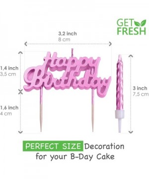 Pink Birthday Cake Candles Set - 10-Pack Spiral Candles and Happy Birthday Candles Cake Topper - Elegant Bday Candles and Let...