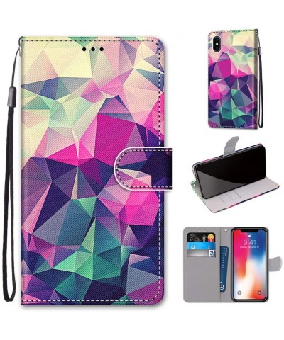 Full Body Case for iPhone XS Max-Colorful Pattern Design PU Leather Flip Wallet Case Cover with Magnetic Closure Stand Card S...