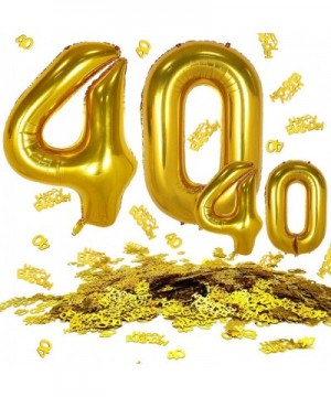 40 Inch Gold Number Jumbo Foil Balloons + 16 Inch Gold Number Foil Balloons + Happy Birthday Number Table Confetti- Party Dec...