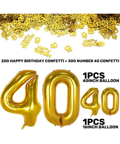 40 Inch Gold Number Jumbo Foil Balloons + 16 Inch Gold Number Foil Balloons + Happy Birthday Number Table Confetti- Party Dec...