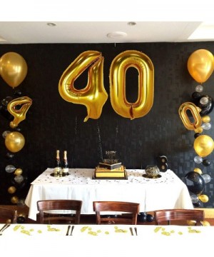 40 Inch Gold Number Jumbo Foil Balloons + 16 Inch Gold Number Foil Balloons + Happy Birthday Number Table Confetti- Party Dec...