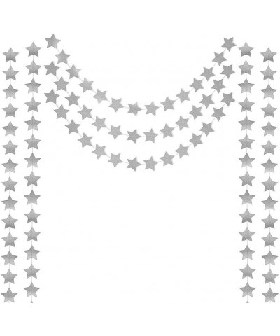 2PCS Silver Double Side Glitter Paper Star Garland Christmas Galaxy Banner Christmas Garland - 4 inch in Diameter-13 Feet Lon...