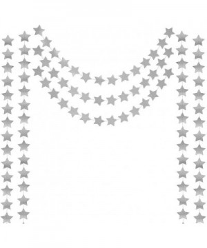 2PCS Silver Double Side Glitter Paper Star Garland Christmas Galaxy Banner Christmas Garland - 4 inch in Diameter-13 Feet Lon...